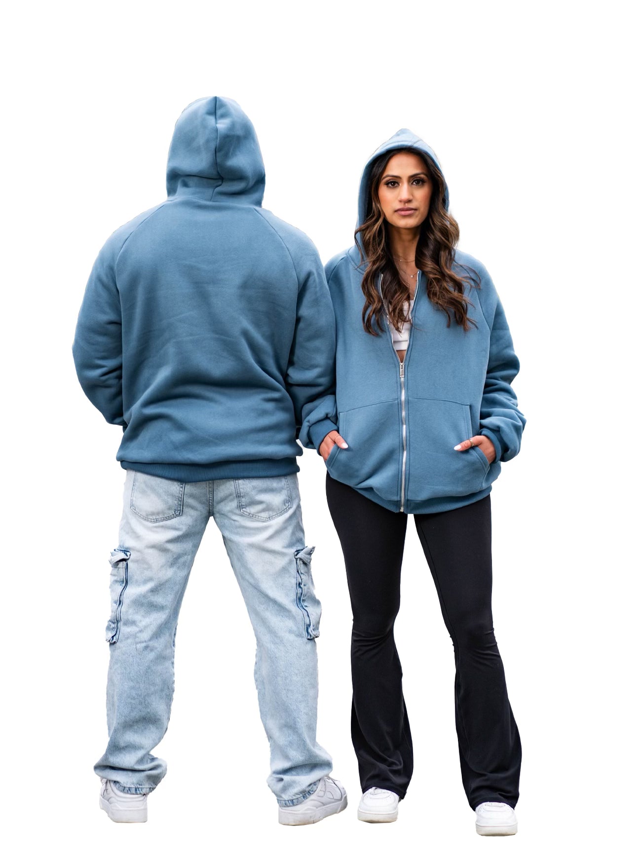 JERPA™ Earth Blue Sherpa Lined Zip-Up Hoodie